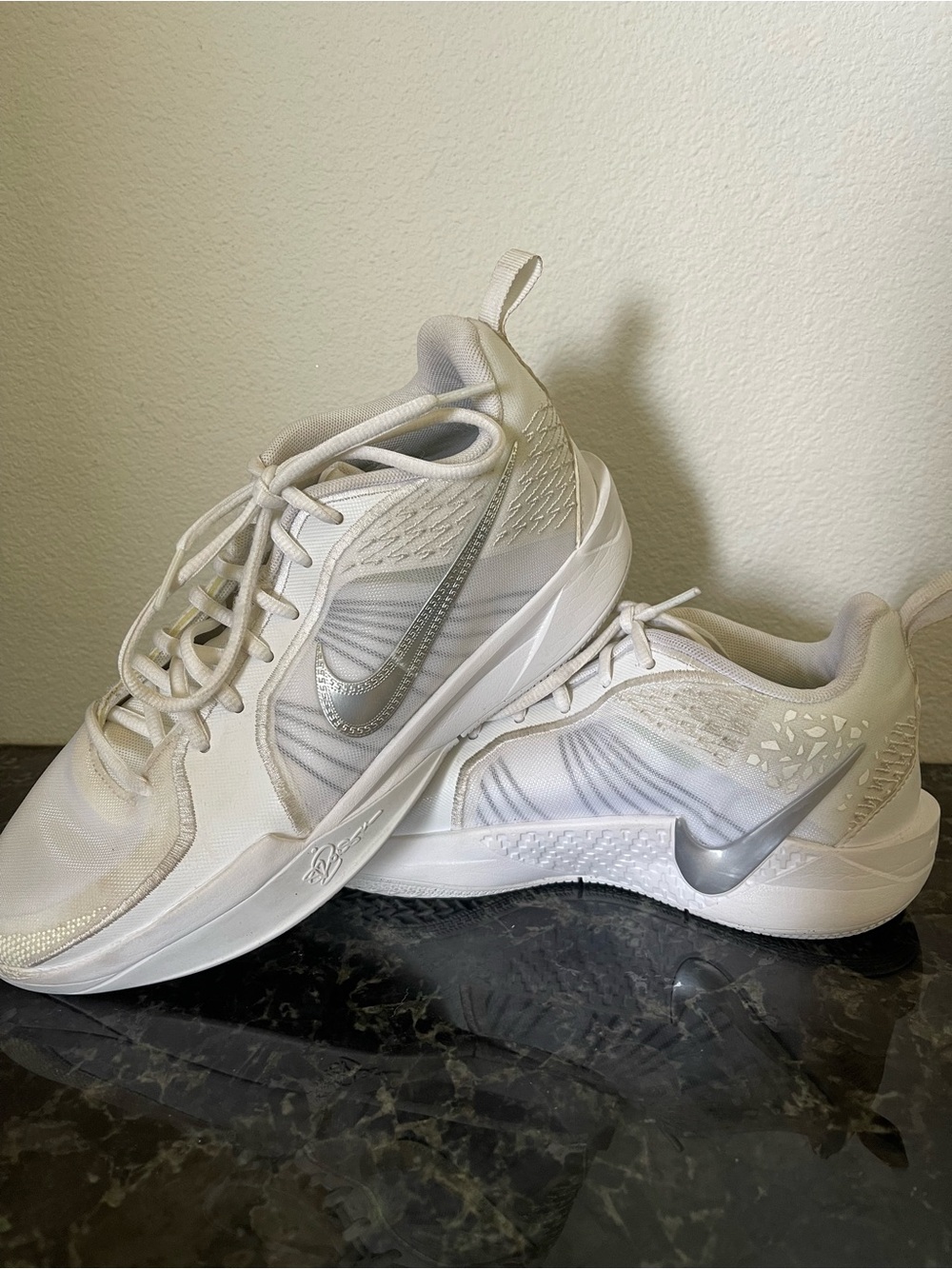 Nike White and Light Blue Basketball sneakers